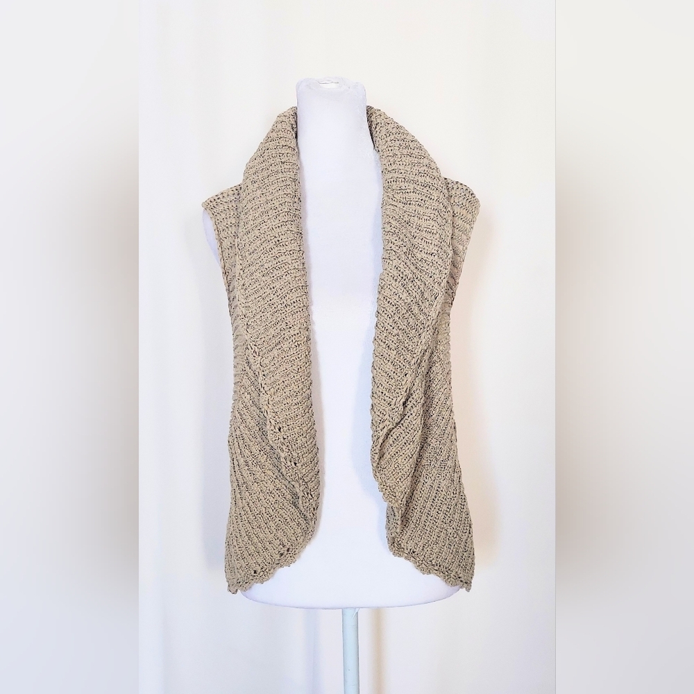 Fenn Wright Manson Open Knit Vest Cardigan Sweater Tan Size Small